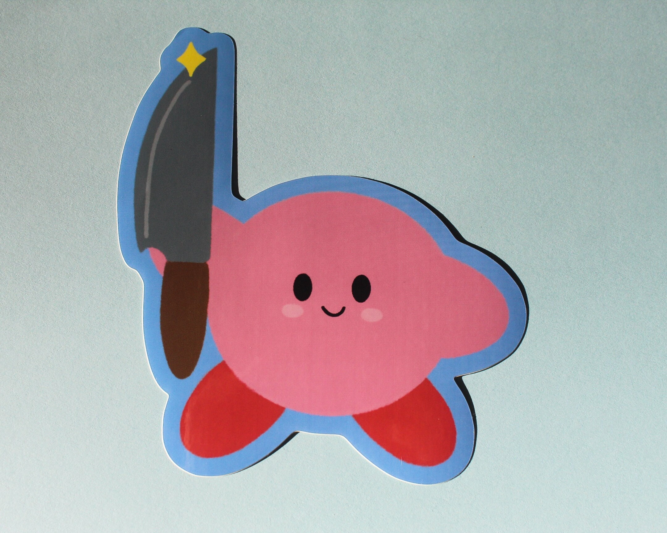Kirby With Knife Jumbo Sticker Etsy