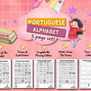 Speakaru: Brazilian Portuguese Alphabet (PDF) 5 PAGES (bundle)