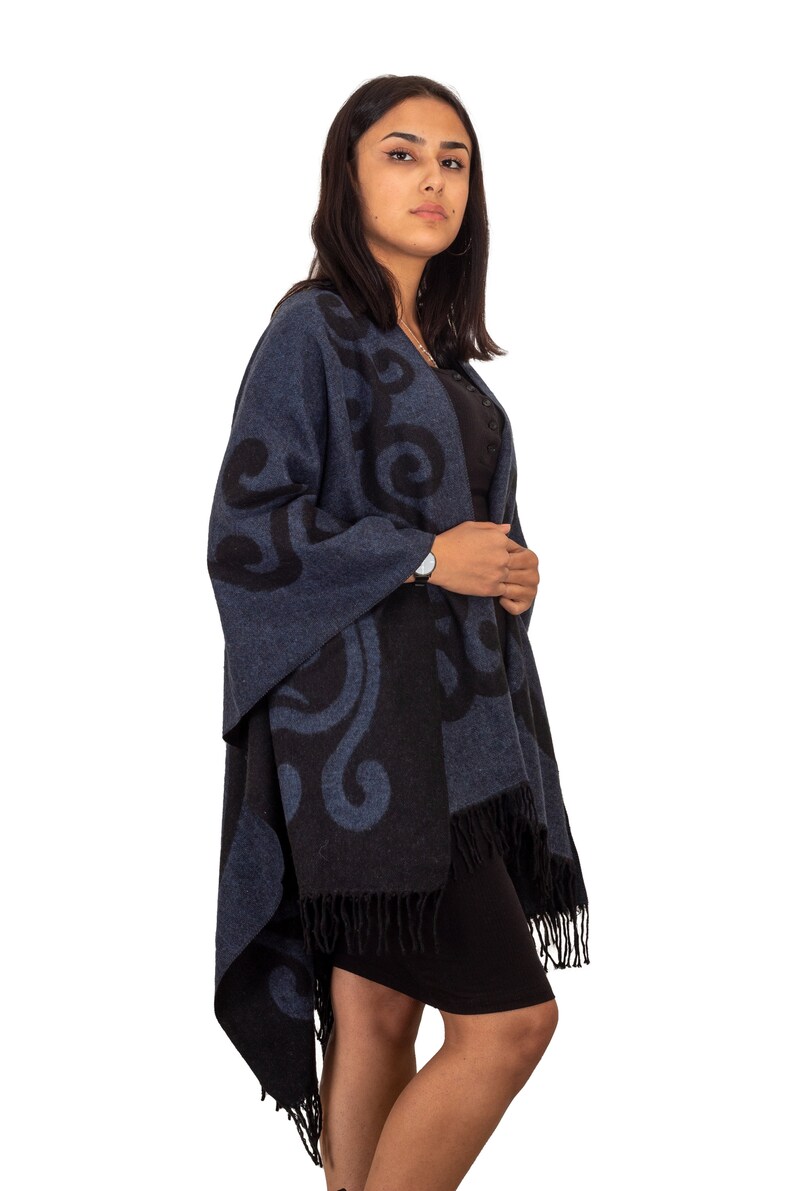 Winter Poncho, Long Open Front Poncho, Winter Big Shawl, Plus Size ...