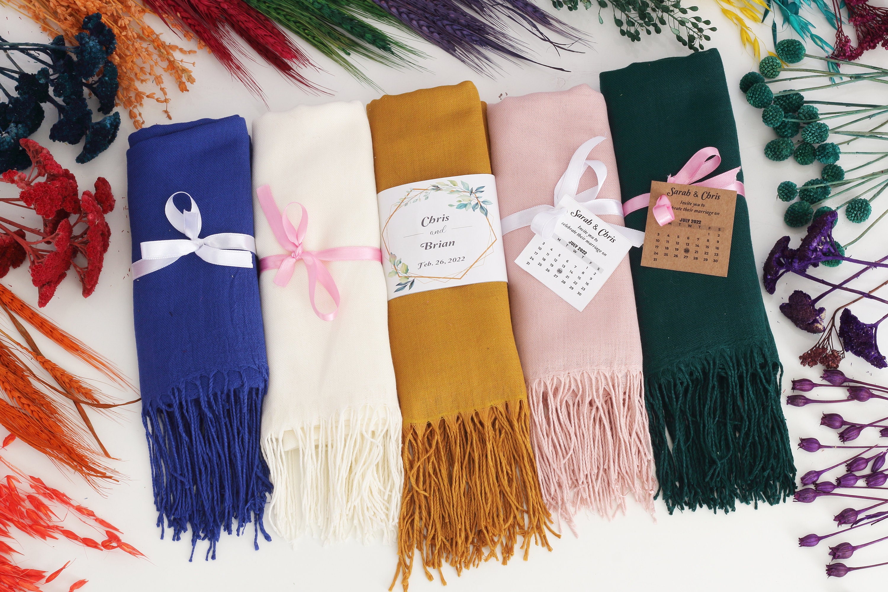 20 Pcs Pashmina Shawl, Bridesmaid Pashminas, Wedding Gift Ideas