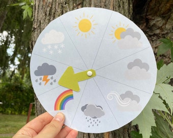 Weather Wheel, Printable, Instant Download, Kids Printables, Digital Download, Educational Print, Preschool Printables, Homeschool, School