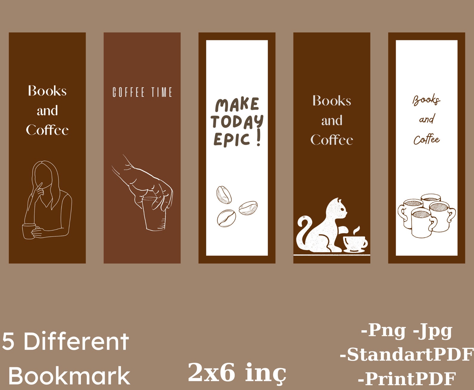 Printable Coffee Bookmark Minimalist Bookmark Different 5 Etsy