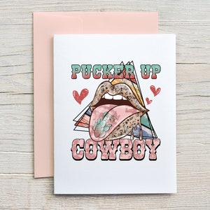 Valentijnsdagkaart / Pucker Up Cowboy / Be Mine / Love You / Prison Wife Card / Long Distance Relationship Card / Love Card (A2-kaart)