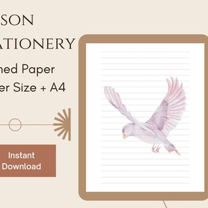 Bird 01 | Printable Stationery Paper | Prison Stationery | Lined Paper | Instant Digital Download | US Letter + A4 Size