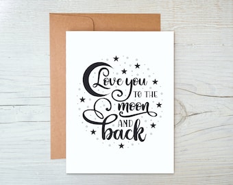 Haftfrauenkarte &quot;Love you to the moon and back&quot; / Fernbeziehungskarte / Liebeskarte / Haftfreundliche Karte (A2 Karte)