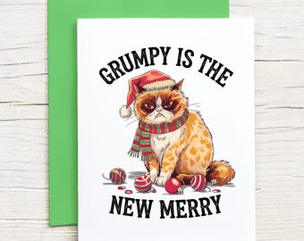 Grumpy is the New Merry / Christmas Card / Prison Wife Card / Long Distance Relationship / Funny Card (A2 card)