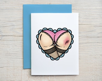 Tarjeta de trasero azotado / Tarjeta de esposa en prisión / Tarjeta de relación a larga distancia / Tarjeta de amor / Tarjeta sexy / Tarjeta traviesa (tarjeta A2)