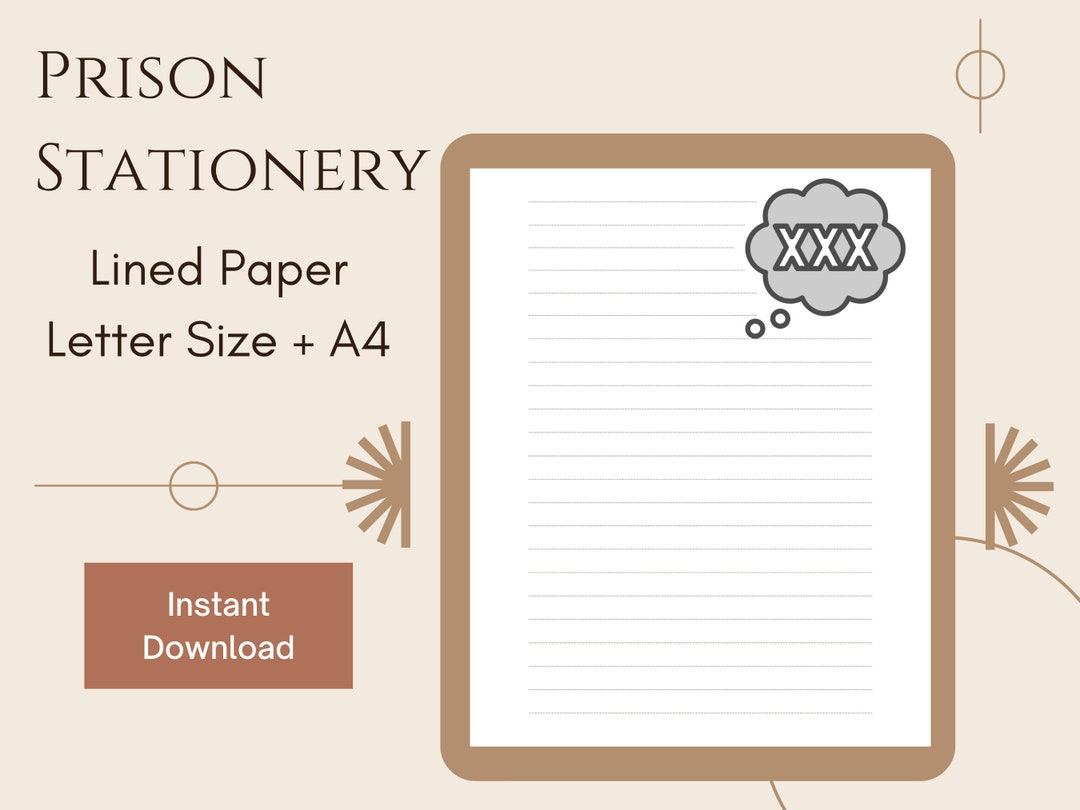 Prison Note Paper XXX Printable Stationery Paper Prison Stationery Lined Paper Instant ...