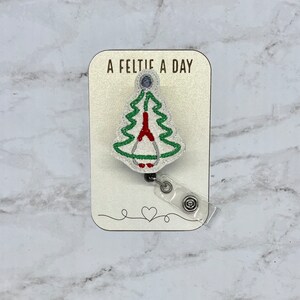 Christmas tree stethoscope interchangeable badge reel feltie topper