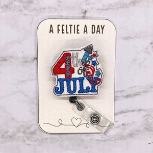 4th of July interchangeable badge reel feltie topper