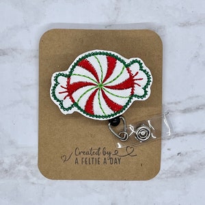 Peppermint candy interchangeable badge reel feltie topper