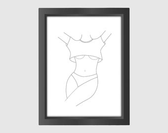 Mujer, Impresión de arte lineal, Dibujo lineal