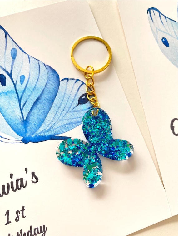 Custom Handmade Butterfly Resin Keychain, Birthday Gift, Gift for
