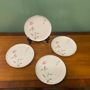 Morning Rose by Sango Japan - Set of Eight Platinum Trim Vintage 
