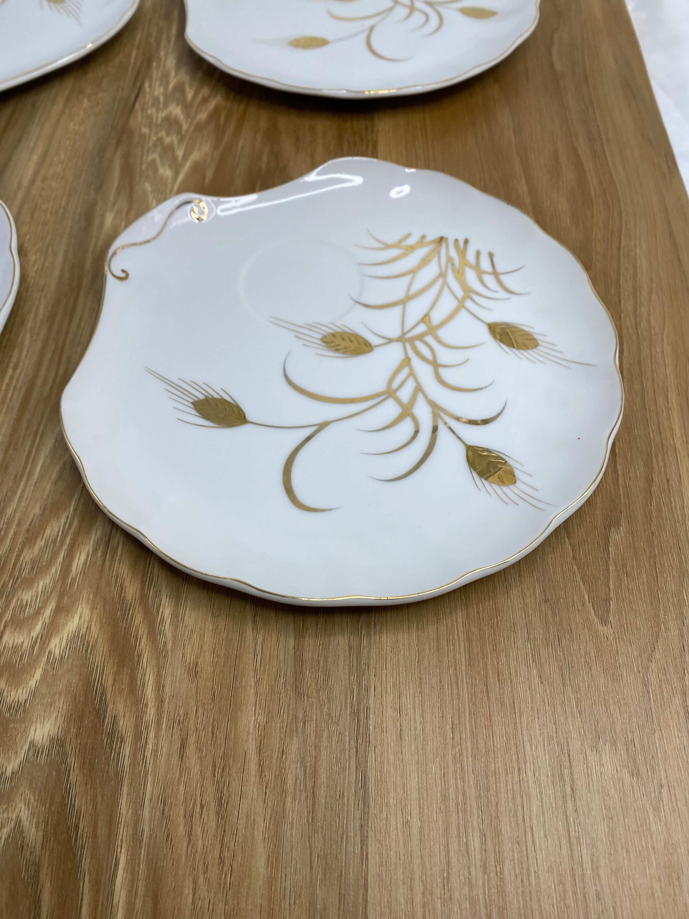 Vintage Lefton China Hand Painted Gold Leaf Wheat Pattern