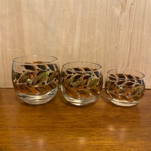 Vintage Set of 3 Roly Poly Mid-Century Modern MCM Barware Glasses