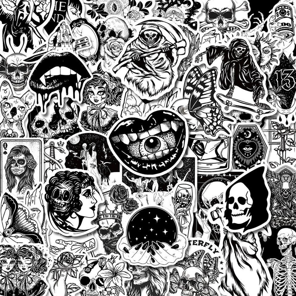 50pcs Skull Punk Halloween Scrapbooking Stickers Gothic Stickers