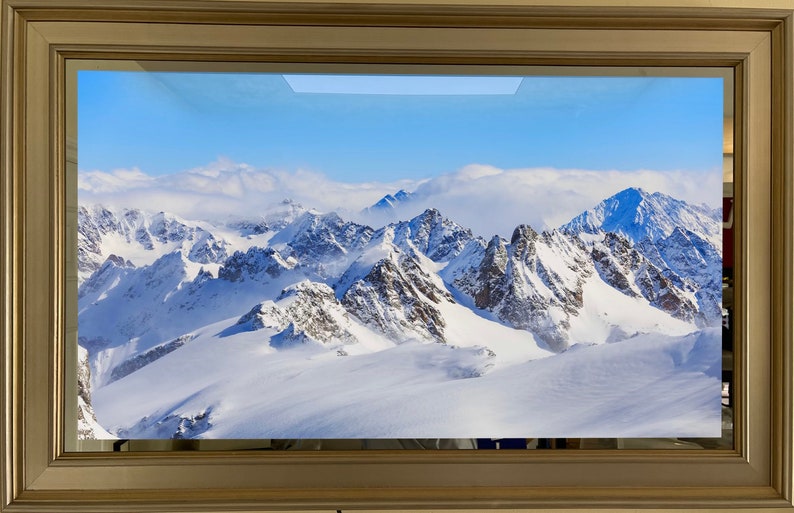 Framed Mirror TV Assembled to a Slim Samsung 70 Class Q60C QLED Smart