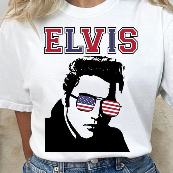 Patriotic Elvis Comfort Colors Shirt, Retro Elvis Shirt, Elvis Presley Shirt, Elvis Shirt, Elvis Fan, Elvis Graphic T-Shirt, 4th of July