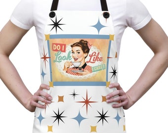 Delantal retro sarcástico, ropa de cocina divertida de los años 50, ¿parezco que me importa?, regalo de cocina vintage para ama de casa, delantal de cocina con actitud, retro