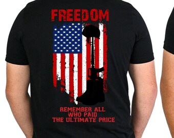 Memorial Day Remember their Sacrifice Freedom 2-sided Unisex Shirt, Patriotic Freedom Graphic Tee, Father's Day Shirt, Veteran's Day Shirt