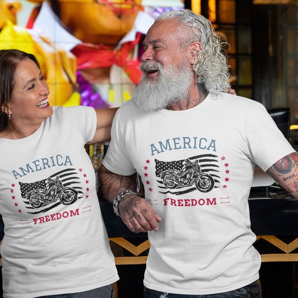 Motorcycle T-shirt | American Motorcycle | Patriotic Shirt | American Flag | Ride Free | Biker Shirt | Motorcycle Shirt