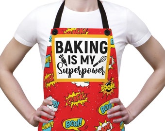 Baking is My Super Power Apron, Mother's Day Gift, Funny Gift for Mom, Funny Gift for Baker, Gift for Pastry Chef, Baker Lover, Baker Gifts