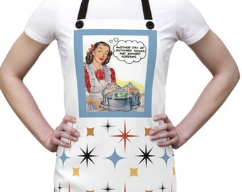 Delantal retro sarcástico "Otro día de sonrisas externas y gritos internos", delantal divertido de MCM, delantal vintage hilarante, regalo del Día de la Madre