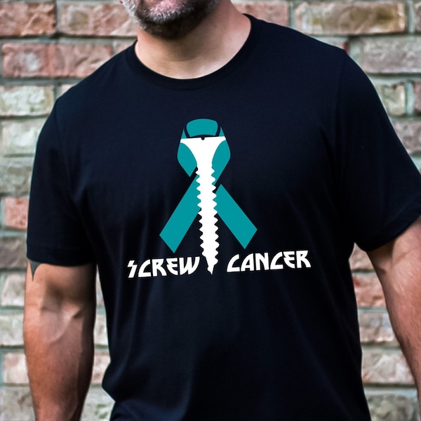Screw Cancer T-Shirt, Choose Ribbon Color, Cancer Shirt, Cancer Awareness, Sarcastic Cancer Shirt, Funny Cancer Tee, Cancer Merch, Ovarian