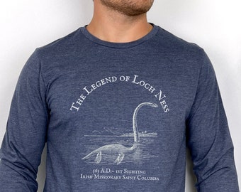 Vintage Style Long Sleeve Loch Ness Monster Shirt, Scottish Loch Ness Monster Gifts, Nessie T-Shirts, Spirit Animal Shirts