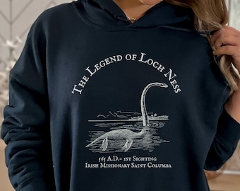 Vintage Style Loch Ness Monster Unisex Hoodie, Loch Ness Hoodie, Lock Ness Scotland, Vintage Cryptid Hoodie, Loch Ness Monster Gift, Nessie