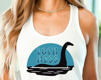 Loch Ness Monster Mermaid Scale Sunset Unisex Jersey Tank, Cryptozoology Gift, Loch Ness Monster Gift, Mythical Creature Merch, Loch Ness