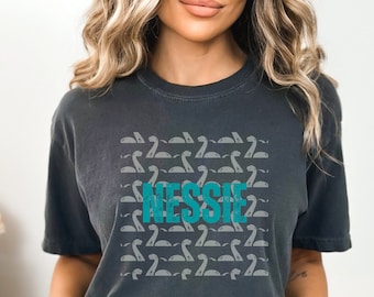 Camiseta con estampado de bloques de Nessie de Comfort Colors, camiseta del monstruo del lago Ness, Lock Ness Scotland, camiseta Cryptid, camiseta de Nessie, camiseta linda de Nessey