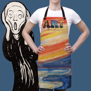 Art Teacher Apron - Scream Starry Night Mona Lisa, Classic Artist Leonardo da Vinci, Vincent Van Gogh, Edvard Munch, Art Studio, Artist Gift