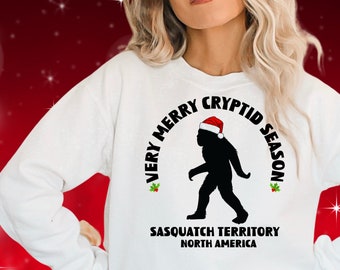 Very Merry Sasquatch Season Christmas Cryptid Unisex Sweatshirt, Sasquatch Sweatshirt, Cryptid Sweatshirt, Christmas Sweatshirt, Holiday