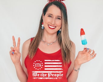 Wir, die Leute Unisex Jersey Tank, Patriotisches Trainings-Hemd 4.Juli 1776 Unabhängigkeitstag Hemd Amerikanische Geschichte Labor Day Distressed