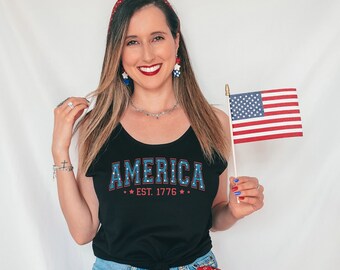 Regata retrô America 1776, regata retrô 4 de julho, quarta regata engraçada retrô, regata patriótica, regata 4 de julho, regata do Dia da Independência, EUA