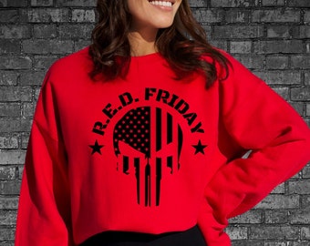 Sudadera Punisher RED FRIDAY, regalo de despliegue, Red Friday, vestimos de rojo, recordemos a todos, apoyemos a nuestras tropas, familia militar, militar