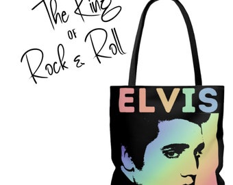 Elvis Rainbow Ombre Tote, 2 sizes 16"x16" or 18 x 18", Elvis Bag, Artsy Elvis Presley Bag, Love Me Tender, Elvis Purse, Fabulous Elvis Bag