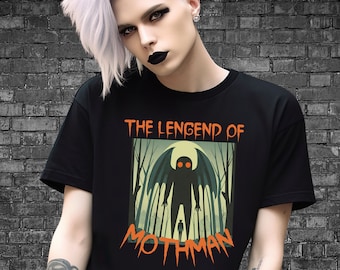 The Legend of Mothman T Shirt, Cool Cryptid Shirts, Weird Strange Unusual Graphic Shirts, Mothman Shirt, Cryptozoology Tee,Mythical Creature
