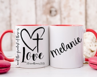 Christian Coffee Mug Personalized with Name | Faith Mug | Custom Mug | Bible Verse Mug | Pastor Mug| Valentine's Day Mug | Mothers Day Gift