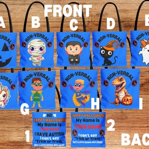 Autism Trick or Treat Halloween Personalized Bag, Non-Verbal Halloween, Autism Halloween, Special Needs Halloween, Inclusion bag