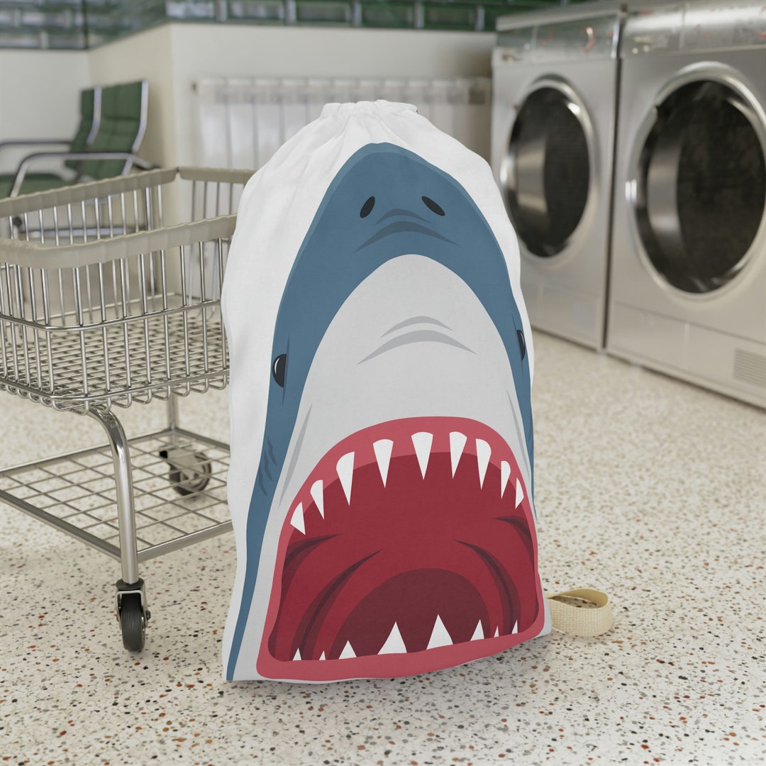Great White Shark Laundry Bag, Shark Merch, College Laundry Bag, Marine