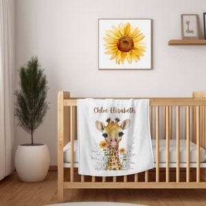Personalized Giraffe Velveteen Minky Blanket, 3 sizes, Giraffe Merch, personalized Merch, Personalized cover, Baby Shower Gift, Dorm Gift