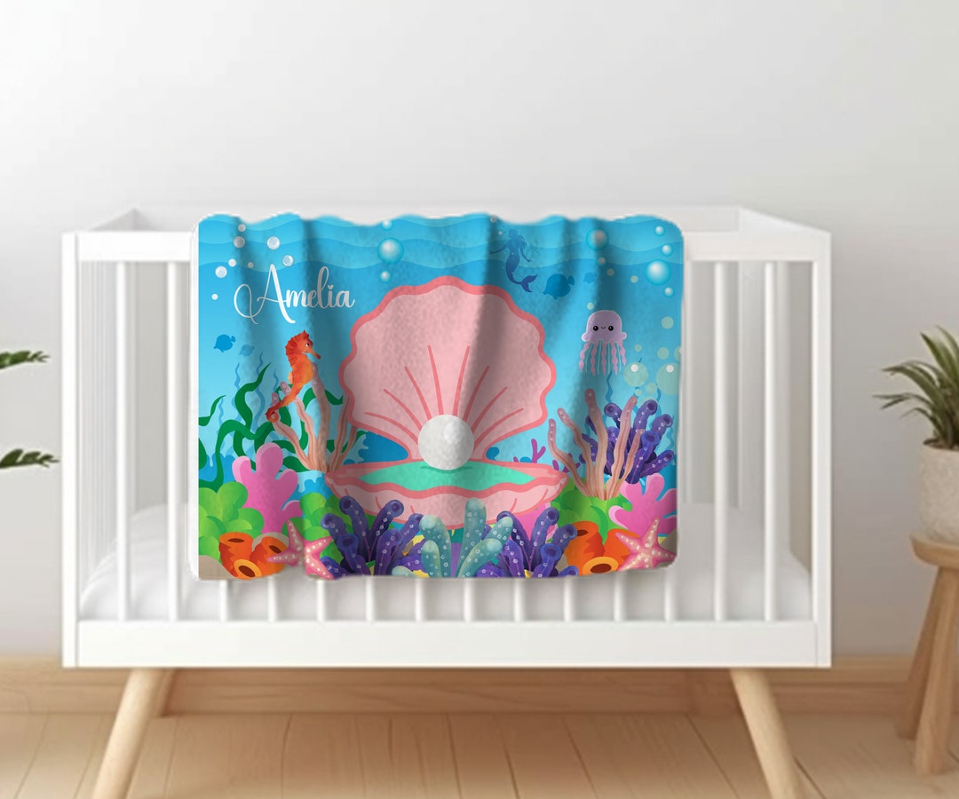 Personalized Mermaid Under the Sea Blanket, Mermaid Birthday, Mermaid ...