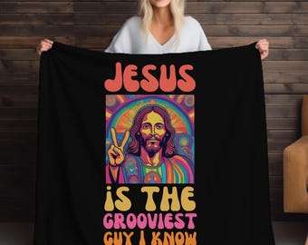 Manta Minky, Jesús es el chico más genial que conozco, regalo cristiano, manta de campamento, regalo religioso, regalo para ella, manta de microfibra de terciopelo