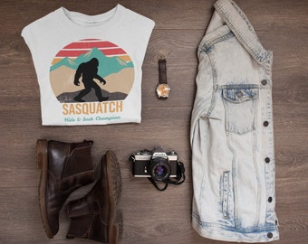 Retro Bigfoot Shirt | Sasquatch Shirt | Funny Sarcastic Tee | Yeti Shirt | Hide & Seek Champion | Family Shirt | Bigfoot Onsie| Cryptid Love
