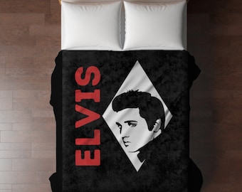 Manta de terciopelo Minky de 80" x 60" con diseño de Elvis Diamond, manta de Elvis, manta de Elvis Presley, productos de Elvis, souvenir de Graceland, Elvis Presley, Elvis