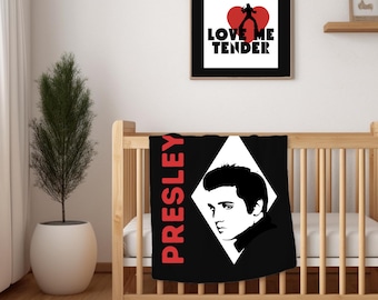 Velveteen Microfiber Blanket, Personalized Elvis Baby Blanket, Elvis Presley Fan, Baby Gift, Elvis Fan, Gift for New Bob, Elvis Toddler Fan