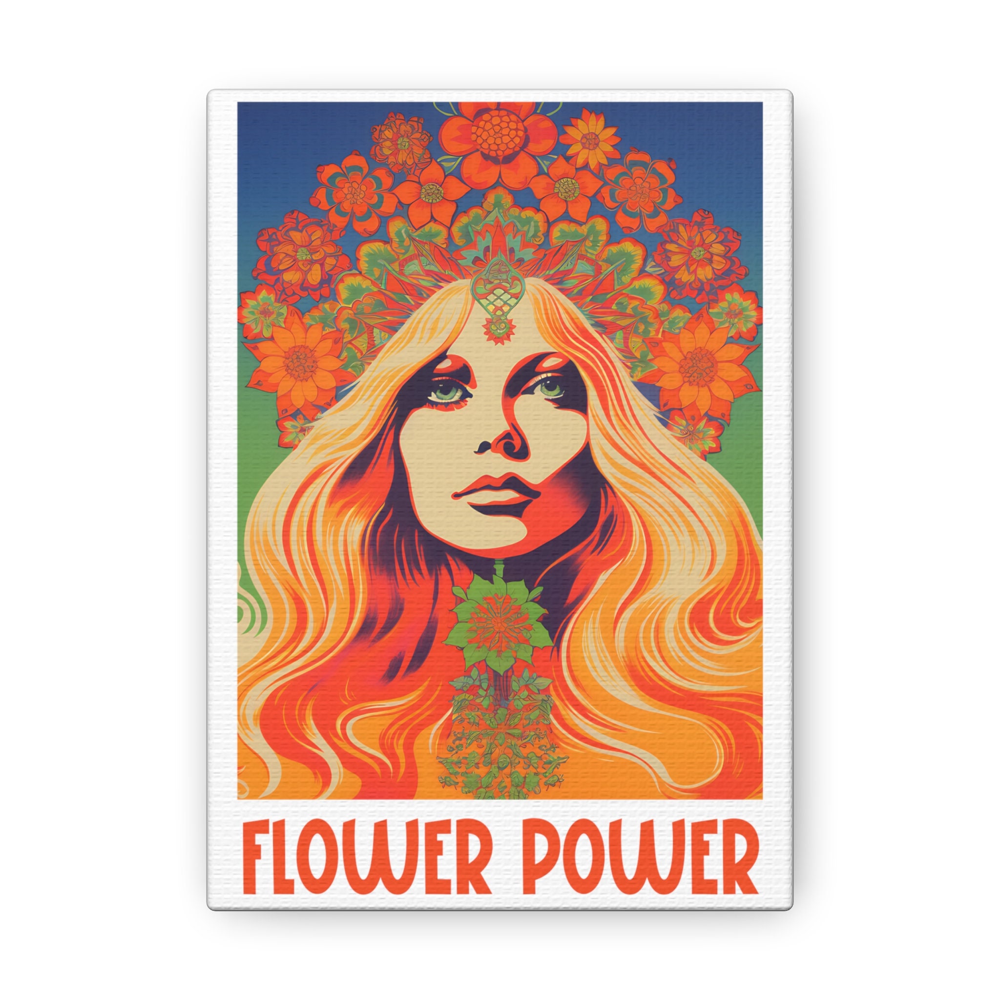 Canvas - Groovy Hippie Flower Power , Retro Flower Power Print